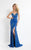 Rachel Allan  - 6203 Strapless Floral Ornate Sheath Gown in Blue