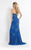 Rachel Allan  - 6203 Strapless Floral Ornate Sheath Gown in Blue