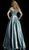 Jovani - 62041 Metallic Folded Off-Shoulder Ballgown In Gray