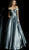 Jovani - 62041 Metallic Folded Off-Shoulder Ballgown In Gray
