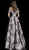 Jovani - 62042 Embellished Off-Shoulder Floral Print Ballgown In Brown