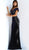 Jovani - 62045 Embellished Velvet Off-Shoulder Trumpet Dress In Blue