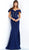 Jovani - 62047 Off Shoulder Button Accented Evening Dress  In Blue