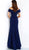 Jovani - 62047 Off Shoulder Button Accented Evening Dress  In Blue