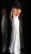 Jovani - 62090 Sequined Deep V-neck Trumpet Dress In Silver and White