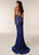Jasz Couture - 6211 Beaded Lace Halter Sheath Dress In Blue