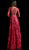 Jovani - Plunging V-Neck Floral Embroidered Long Gown 62143 In Red