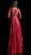 Jovani - 62143 Plunging V-Neck Floral Embroidered Long Gown In Red