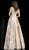 Jovani - Bedazzled Plunging V-neck Ballgown 62144 In Neutral