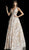 Jovani - 62144 Bedazzled Plunging V-neck Ballgown In Neutral