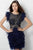 Jovani - Feathered Embellished Jewel  Sheath Cocktail Dress 62145 In Blue