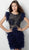 Jovani - 62145 Embellished Jewel Neck Feathered Sheath Dress in Blue