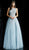 Jovani - Foliage Embellished Bateau Ballgown 62147 In Blue