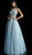 Jovani - Foliage Embellished Bateau Ballgown 62147 In Blue