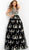 Jovani - 62171 Floral Embroidered Deep V-neck Ballgown In Black and Multi-Color