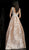 Jovani - 62173 Floral Embroidered Plunging V-neck Trumpet Dress In Neutral