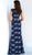 Jovani - Embellished Cap Sleeve V-neck Trumpet Dress 62174 In Blue