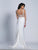 Dave & Johnny - A6217 Deep V-neck Embellished Fitted Gown in White