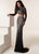 Jasz Couture - 6217 Long Sleeve Ornate Two-Piece Sheath Gown In Black and Silver