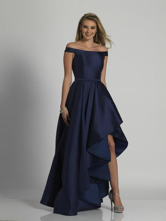 Dave & Johnny - Off-Shoulder High Low Gown A6218 In Blue