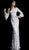 Jovani - Floral Embroidered Bateau Sheath Evening Gown 62191 in Gray and Purple