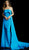 Jovani - 62202 Strapless Straight Neck Dress With Train In Blue