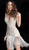 Jovani - 62212 Beaded Deep V-neck Fringe Sheath Dress In White and Neutral