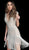 Jovani - 62212 Beaded Deep V-neck Fringe Sheath Dress In White and Neutral
