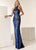 Jasz Couture - 6224 High Haltered Beaded Sheath Gown In Blue