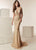 Jasz Couture - 6225 Beaded High Neck Jersey Sheath Dress In Neutral
