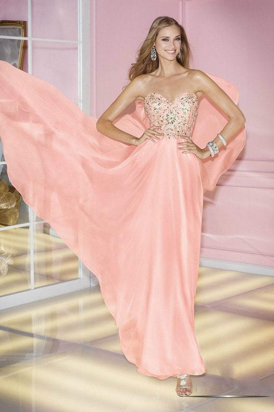 Alyce Paris - Beaded Strapless A-line Chiffon Gown 6227 in Pink
