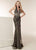 Jasz Couture - 6227 Contrast Jewel Striped Plunging Halter Gown In Black