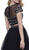 Two Piece Bateau Illusion Cocktail Dress with Short Sleeves and Tulle Skirt