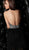 Jovani - 62303 Plunging Halter Feather Fringed Cocktail Dress in Black and Silver