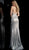 Jovani - 62305 Metallic Embellished Deep Halter V-neck Trumpet Dress in Silver