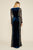 Tadashi Shoji - Molin Lace Long Sleeve Velvet A-line Gown In Blue and Neutral