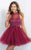 Intrigue - Beaded Illusion High Neckline Fit and Flare Dress 100 in Red