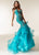 Jasz Couture - 6233 Strapless Sweetheart Crystal Tulle Mermaid Gown In Blue and Green