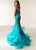 Jasz Couture - 6233 Strapless Sweetheart Crystal Tulle Mermaid Gown In Blue and Green