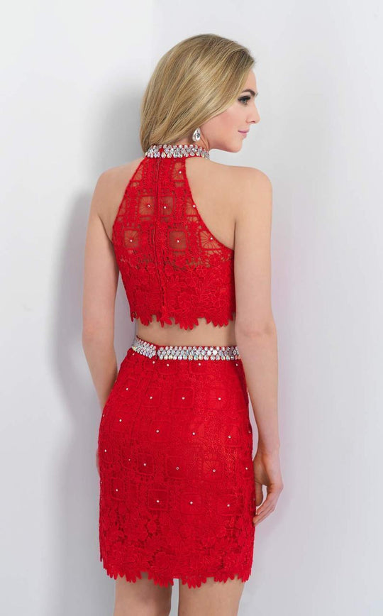 Intrigue - Two-Piece Shimmering High Neck Dress 105 in Red
