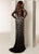 Jasz Couture - 6234 Jeweled Long Sleeve Sheath Dress In Black and Gold