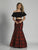 Dave & Johnny - A6235 Off-Shoulder Two-Piece Mermaid Gown in Red and Black