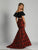 Dave & Johnny - A6235 Off-Shoulder Two-Piece Mermaid Gown in Red and Black