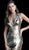 Jovani - 62360 Sequined Deep Halter V-neck Trumpet Dress With Slit in Gold