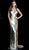 Jovani - 62360 Sequined Deep Halter V-neck Trumpet Dress With Slit in Gold
