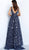Jovani - 62364 Sleeveless V Neck Glitter Pattern Evening Dress In Blue
