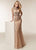 Jasz Couture - 6236 Bejeweled High Neck Sheath Dress In Neutral