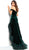 Jovani - 62379 Feathered Ruffle-Trimmed High Low Gown in Green