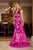 MNM Couture - 6237 V-Neck Floral Embellished Fit and Flare Gown In Pink