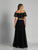 Dave & Johnny - A6237 Off-Shoulder Two-Piece A-line Gown in Black